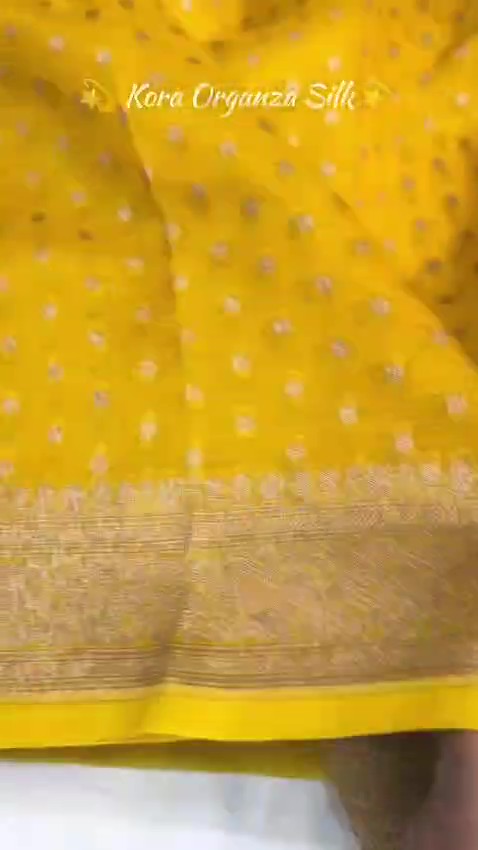 Yellow Banarasi Handloom Kora Organza Silk Saree