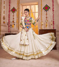White Kutchi Mirror Kodi Work Navratri Lehenga Choli