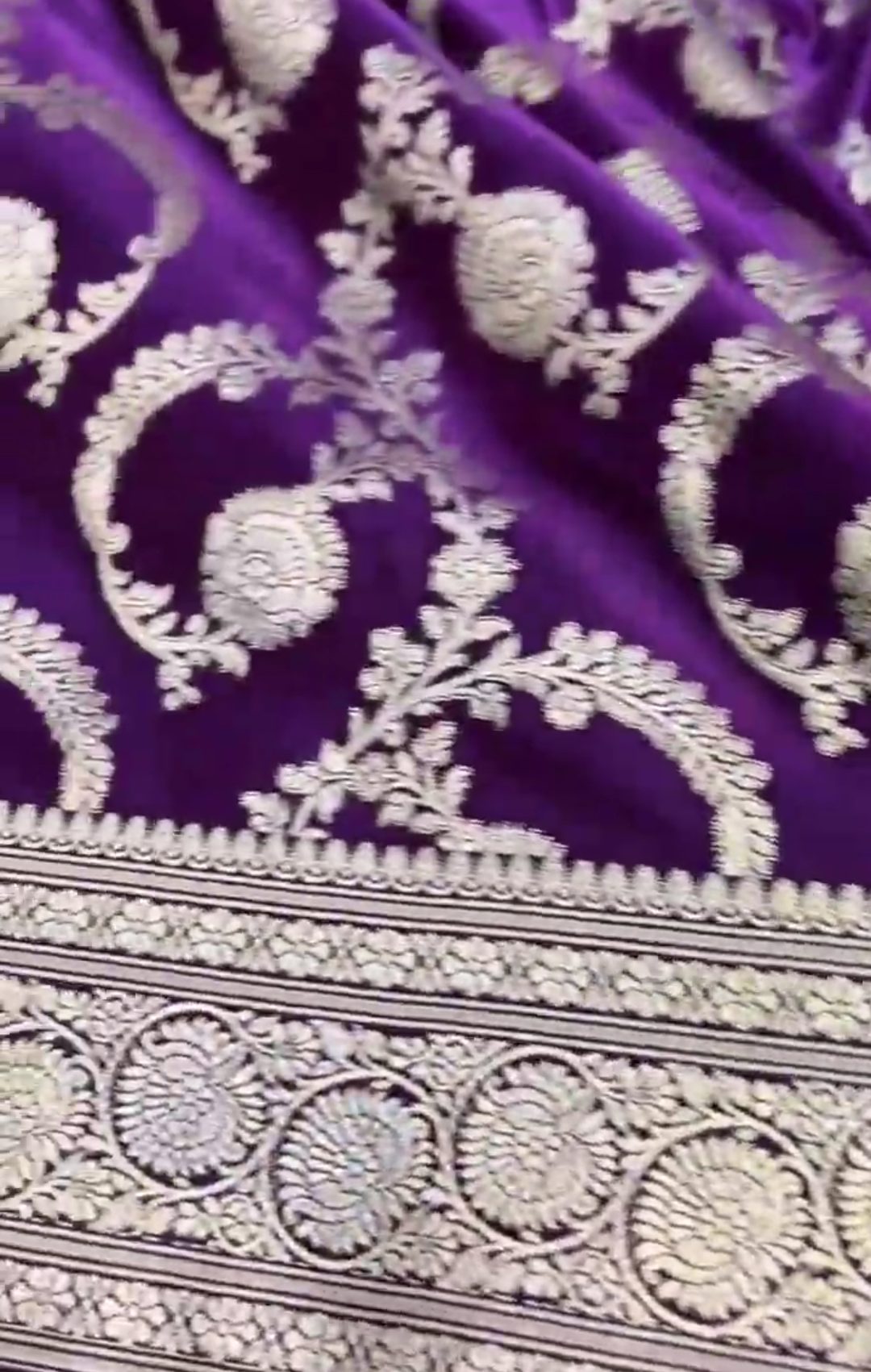 Purple Banarasi Mashru Soft Silk Saree