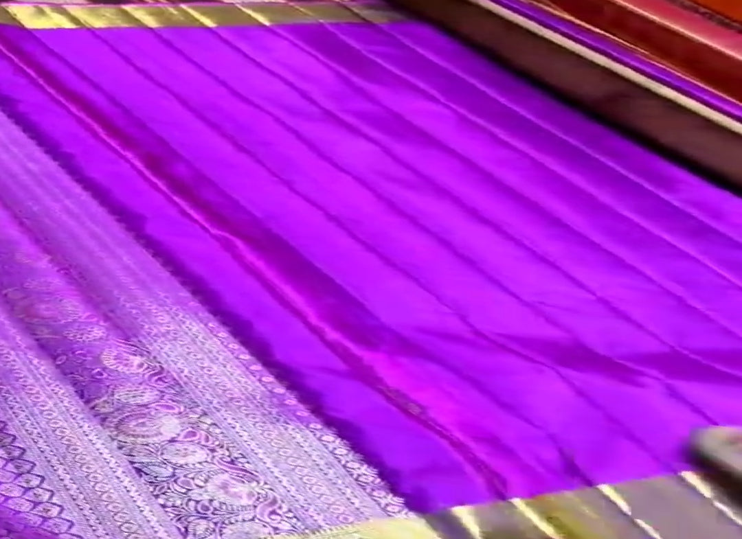 Magenta Kanchipuram Handloom Tissue 1G Brocade Silk Saree