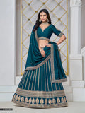 Dark Teal Art Silk Lehenga Choli with Thread & Sequins Work