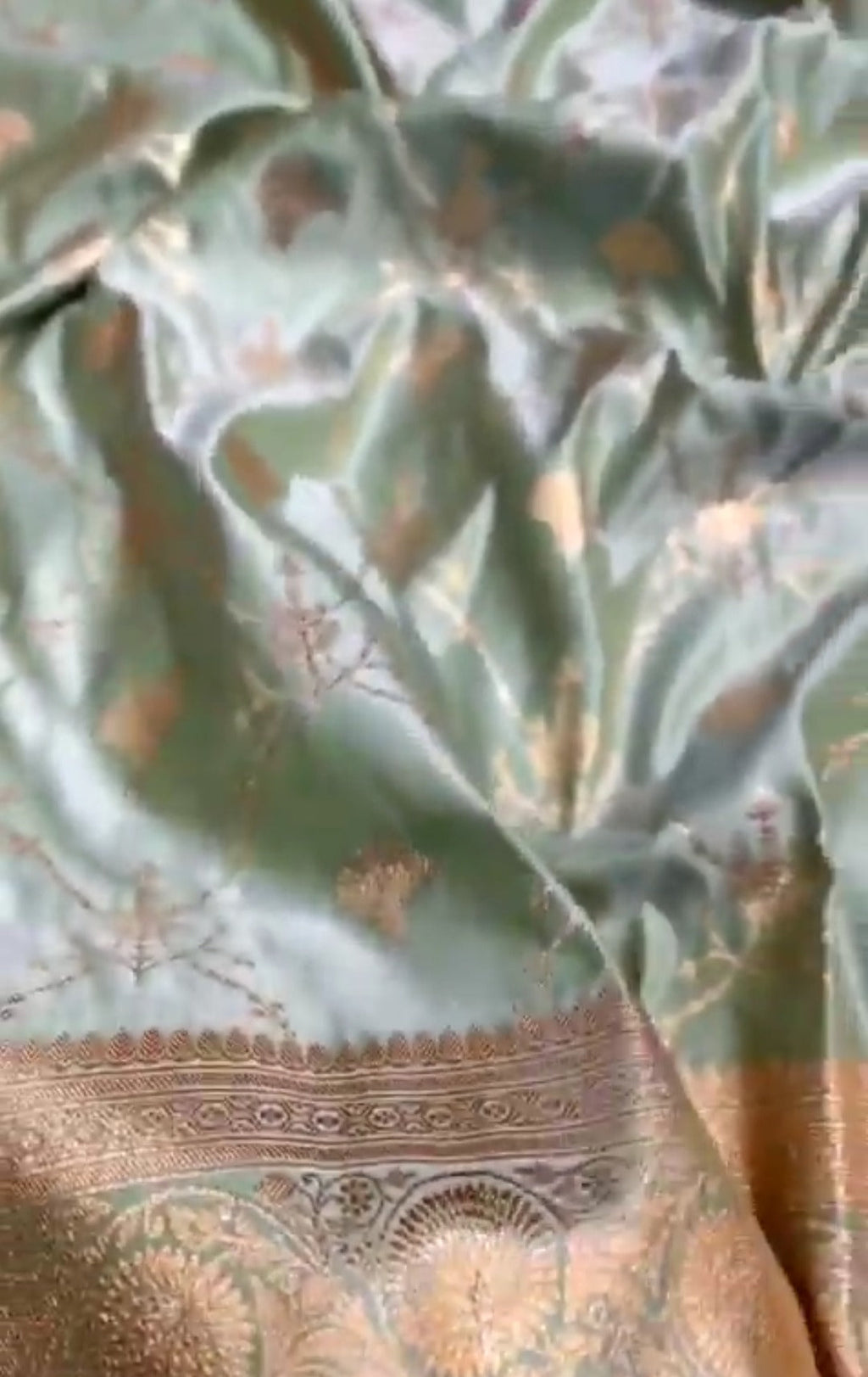 Pastel Green Banarasi Satin Katan Silk Saree