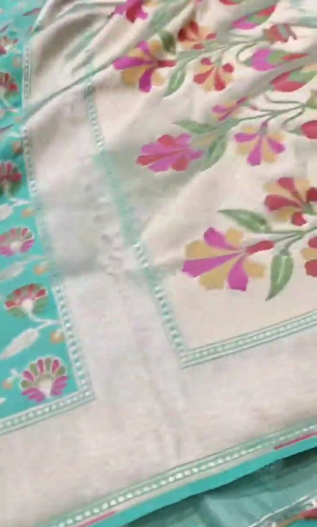 Sea Green Banarasi Soft Katan Silk Tilfi Meenakari Saree