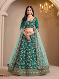 Wedding Wear Sea Green Art Silk Lehenga with Embroidery