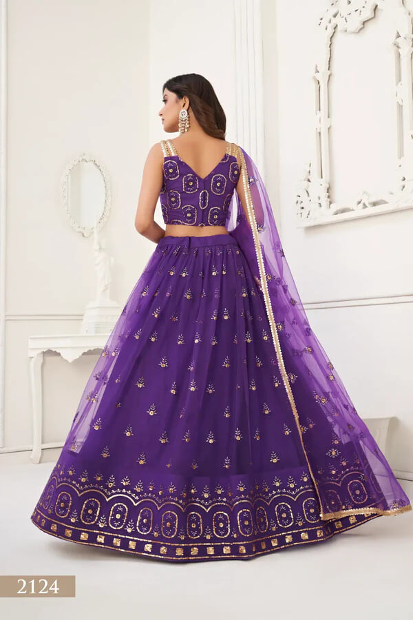 Trendy Purple Net Lehenga for Festive Wear