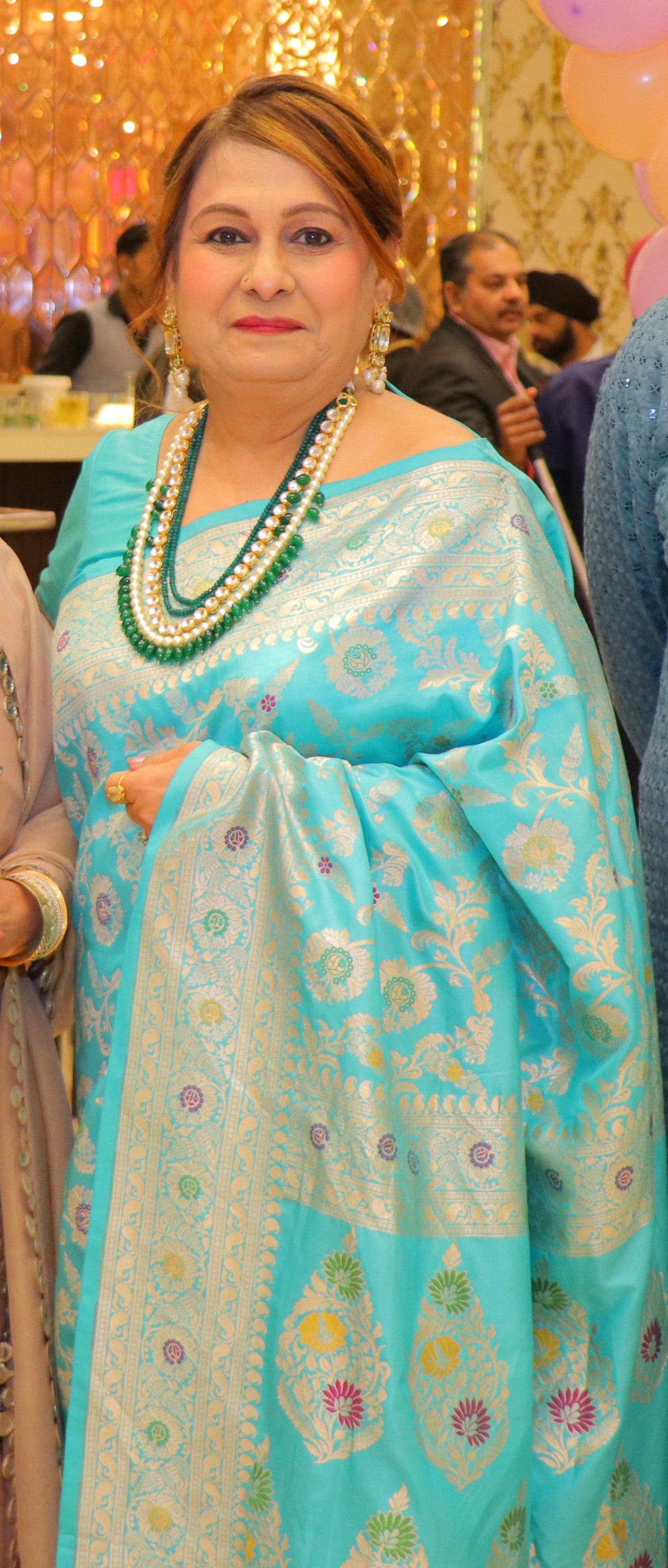 Dual Tone Turquoise Banarasi Handloom Katan Silk Meenakari Saree