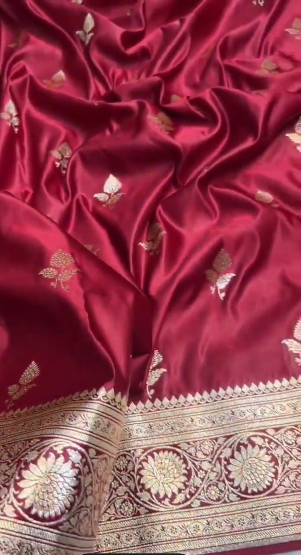 Rustic Red Banarasi Satin Katan Silk Saree