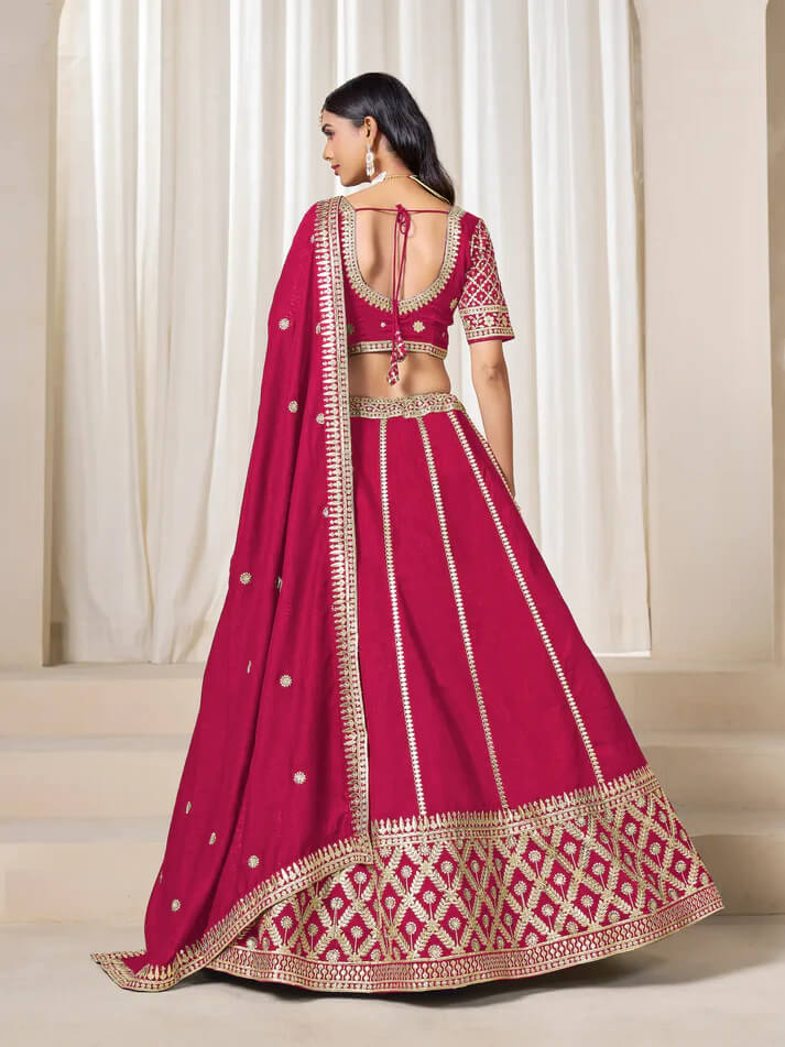 Designer Red Art Silk Lehenga with Embroidery Work