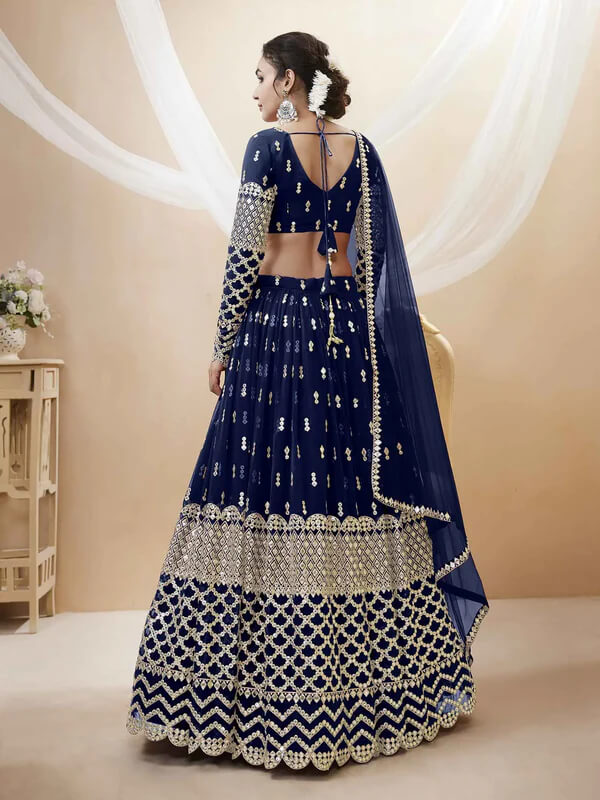 Navy Blue Lehenga Choli with Sequins & Zari Work