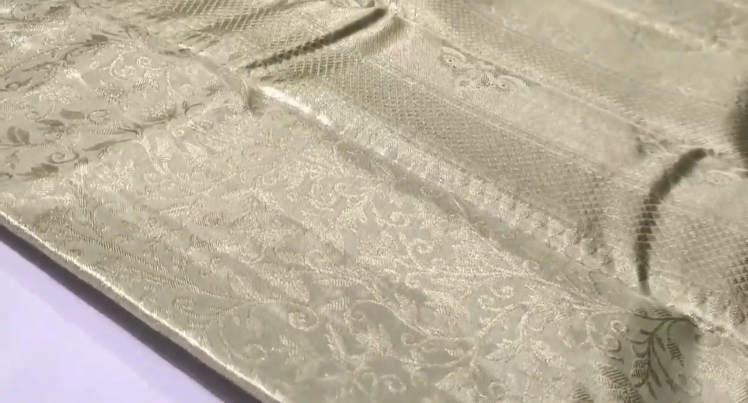 Ivory Kanchipuram Handloom Tissue Brocade Silk Saree