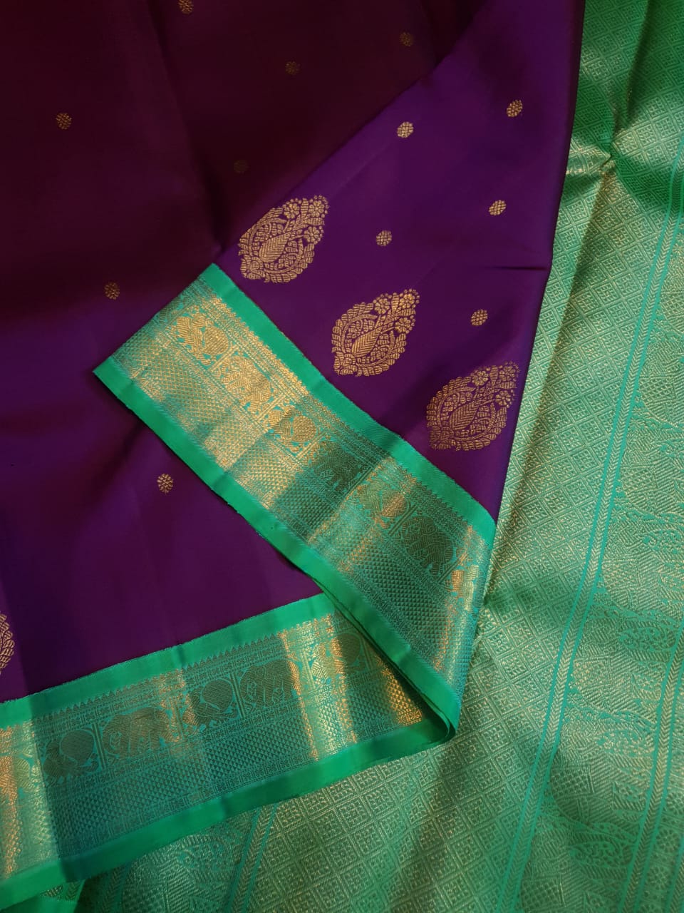 Purple Kanchipuram Handloom 4G Pure Gold Pattu Silk Saree