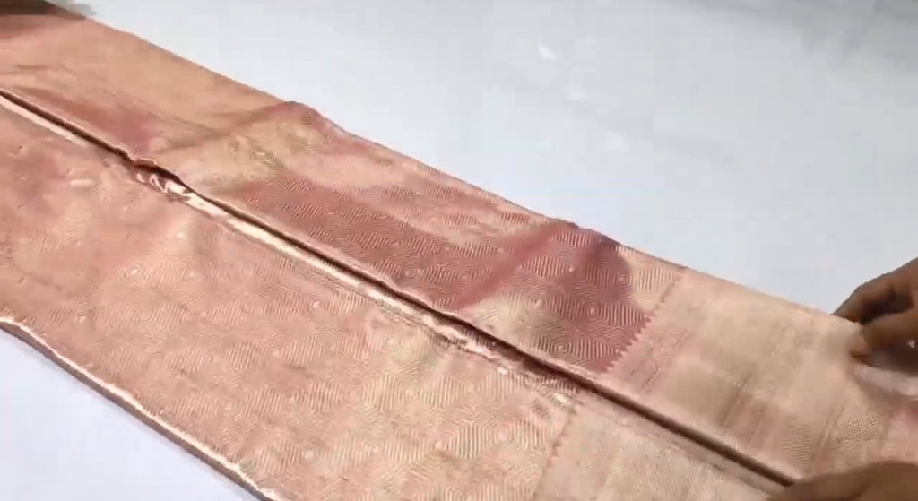 Peach Kanchipuram Handloom Tissue Brocade Silk Saree