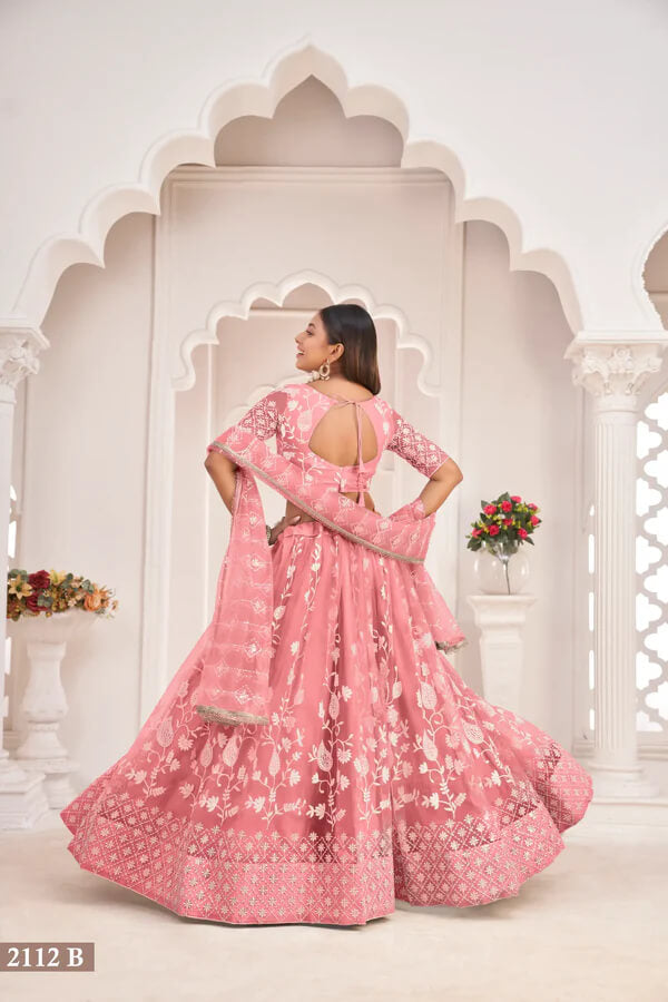 Designer Rose Pink Thread & Sequin Lehenga