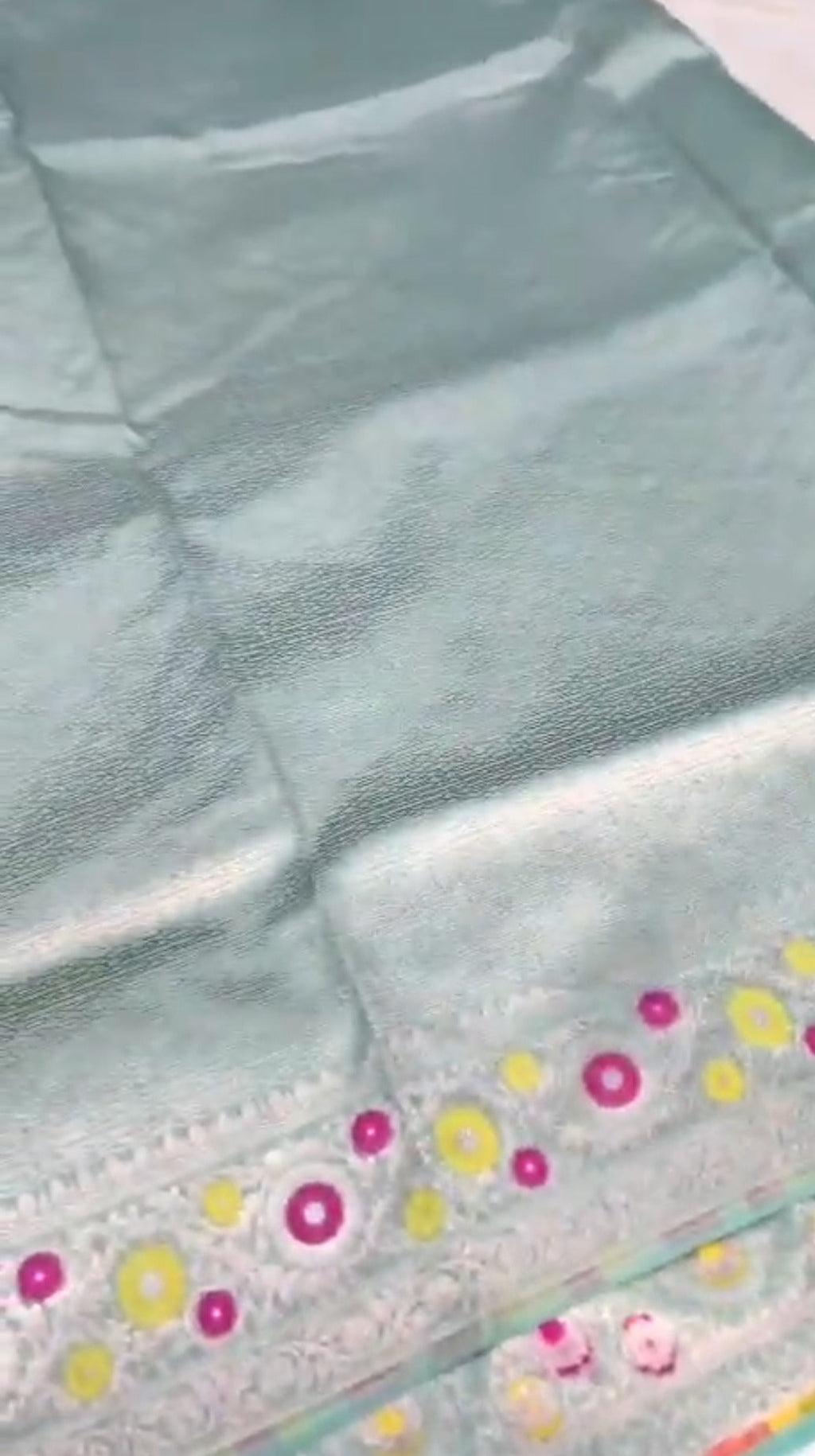 Havgrøn Banarasi Håndvæv Kora Organza Silk Meenakari Saree