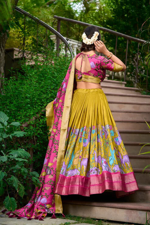 Designer Mustard Dola Silk Lehenga Choli for Weddings & Festive Events