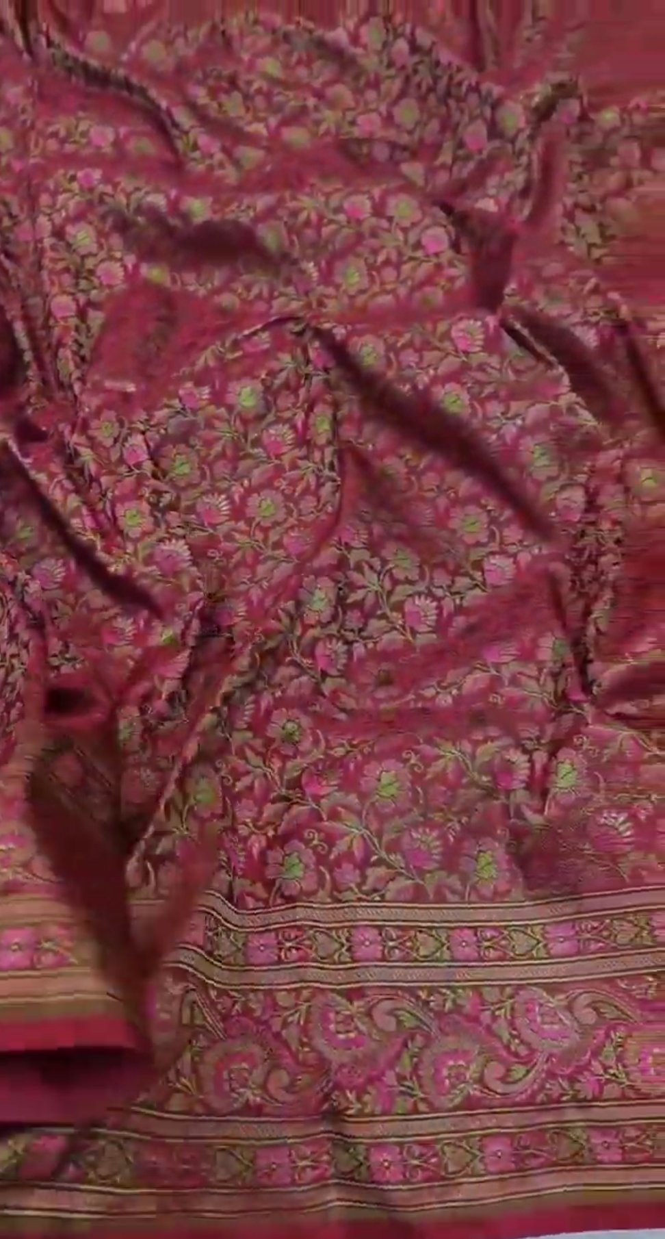 Rustic Red Banarasi Semi Katan Silk Tanchoi Brocade Saree