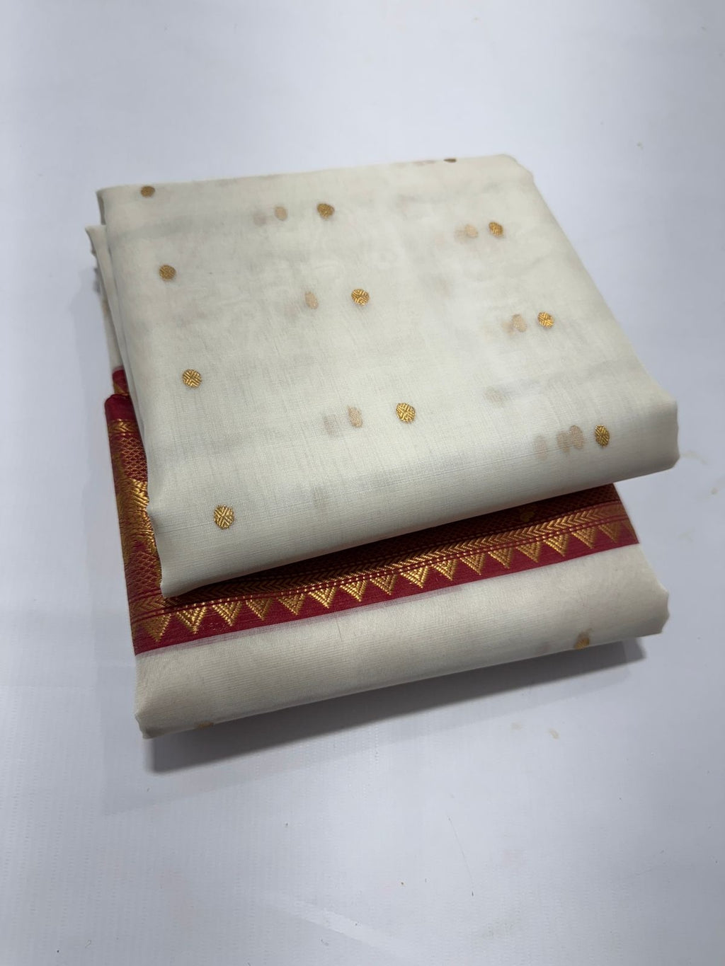 Pearl White Chanderi Handloom Katan Silk Nakshi Saree