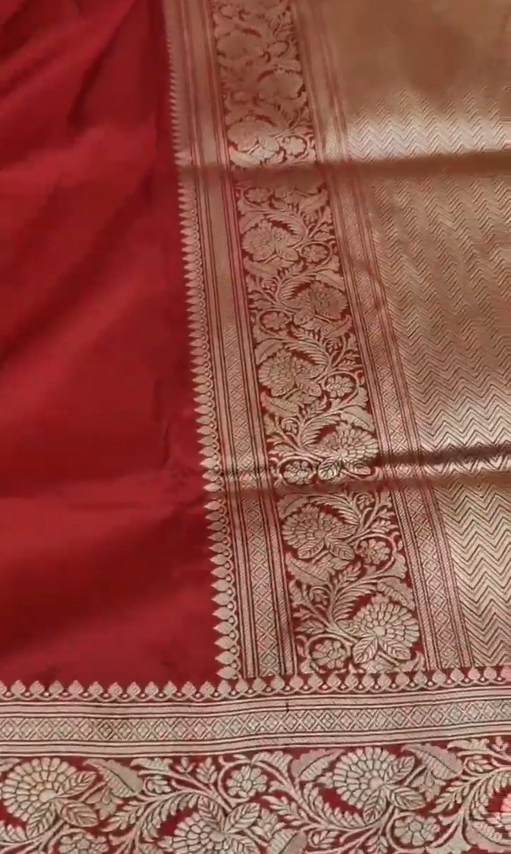 Dual Tone Rustic Red Banarasi Handloom Katan Silk Meenakari Saree