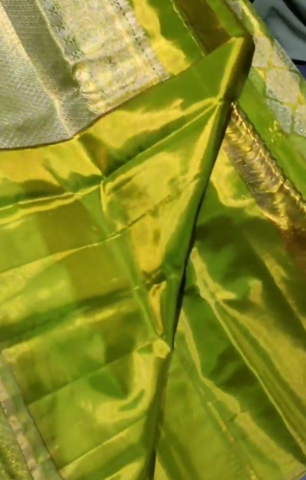 Lime Green Kanchipuram Handloom Tissue Brocade Silk Saree