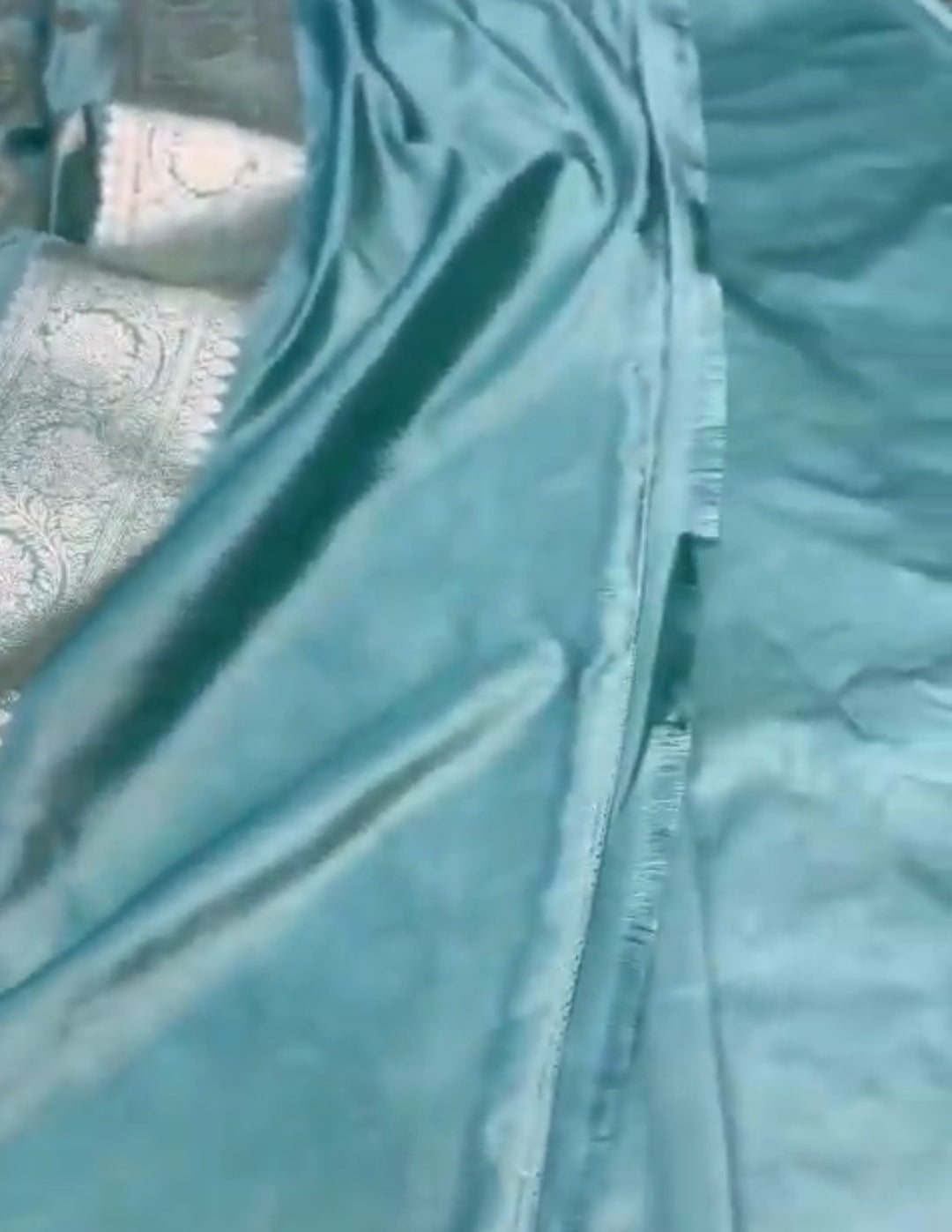 Sea Green Banarasi Mashru Soft Silk Jangla Saree