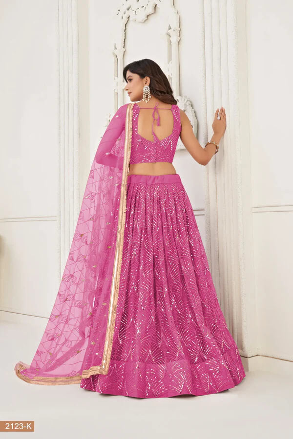 Graceful Pink Net Lehenga Choli with Sequins