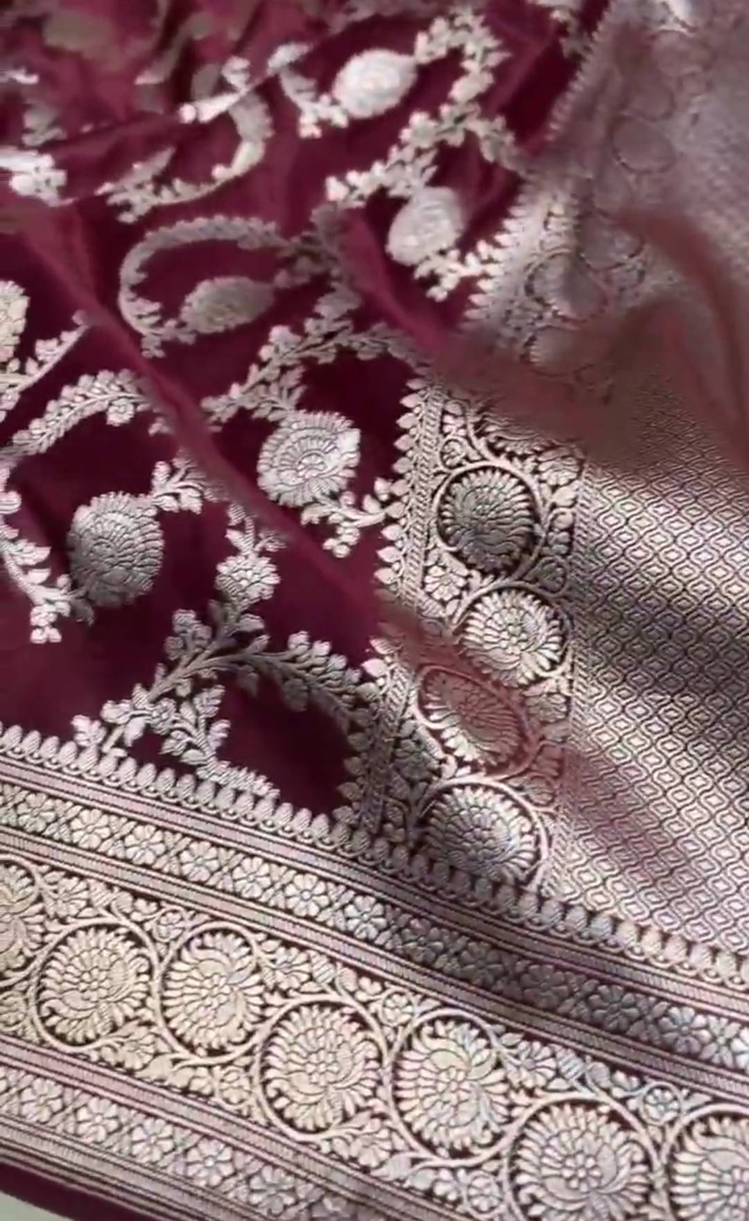 Maroon Banarasi Mashru Soft Silk Saree