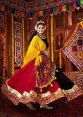 Multi Color Cotton Thread & Mirror Work Navratri Lehenga