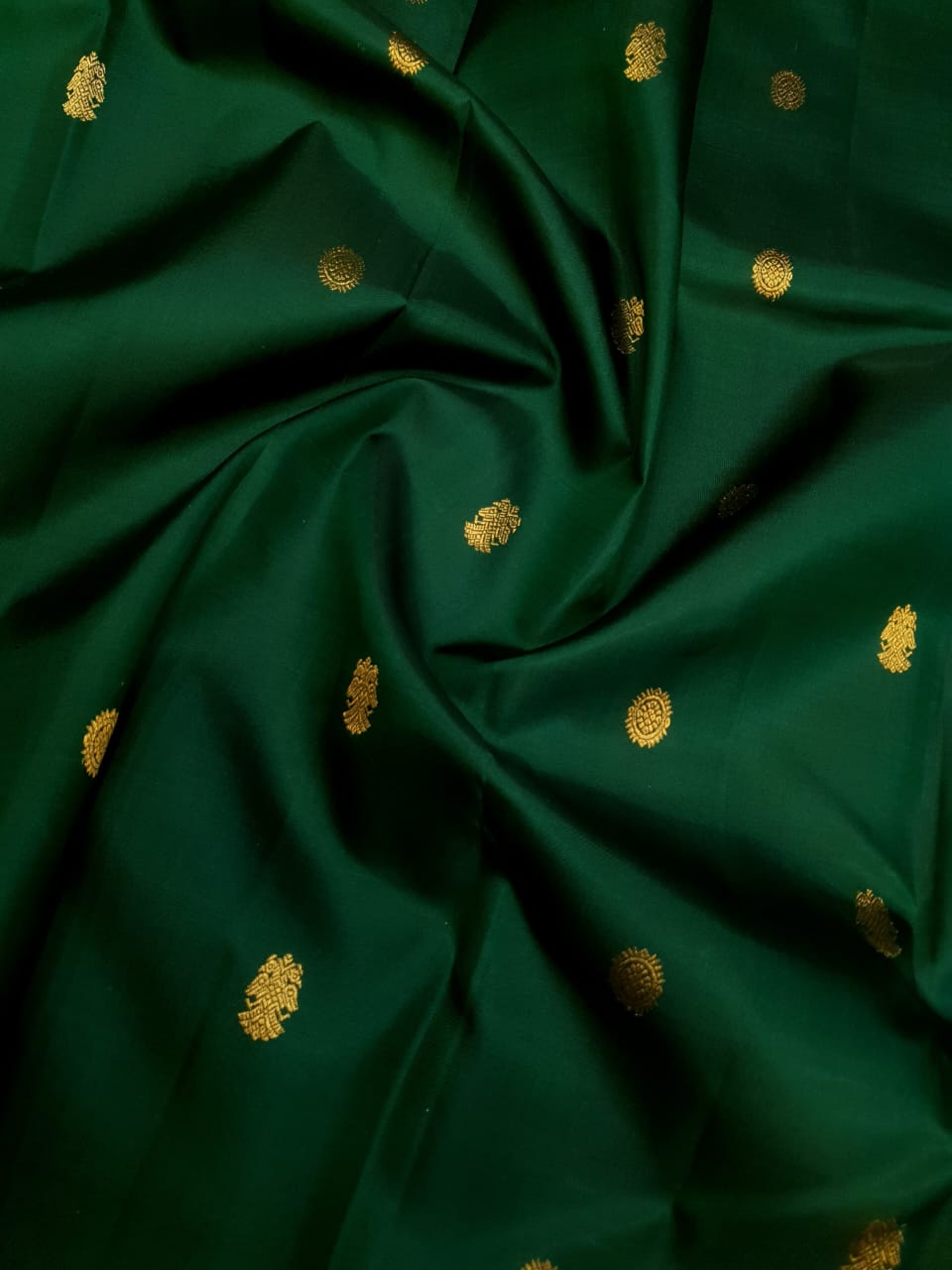 Bottle Green Kanchipuram Handloom 2G Gold Pattu Silk Saree