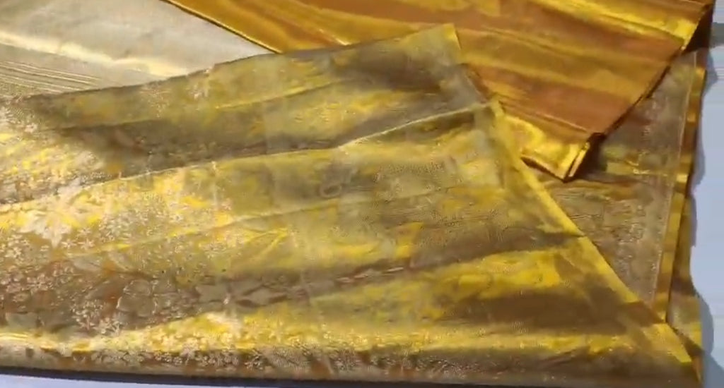 Gold Kanchipuram Handloom Tissue Brocade Silk Saree