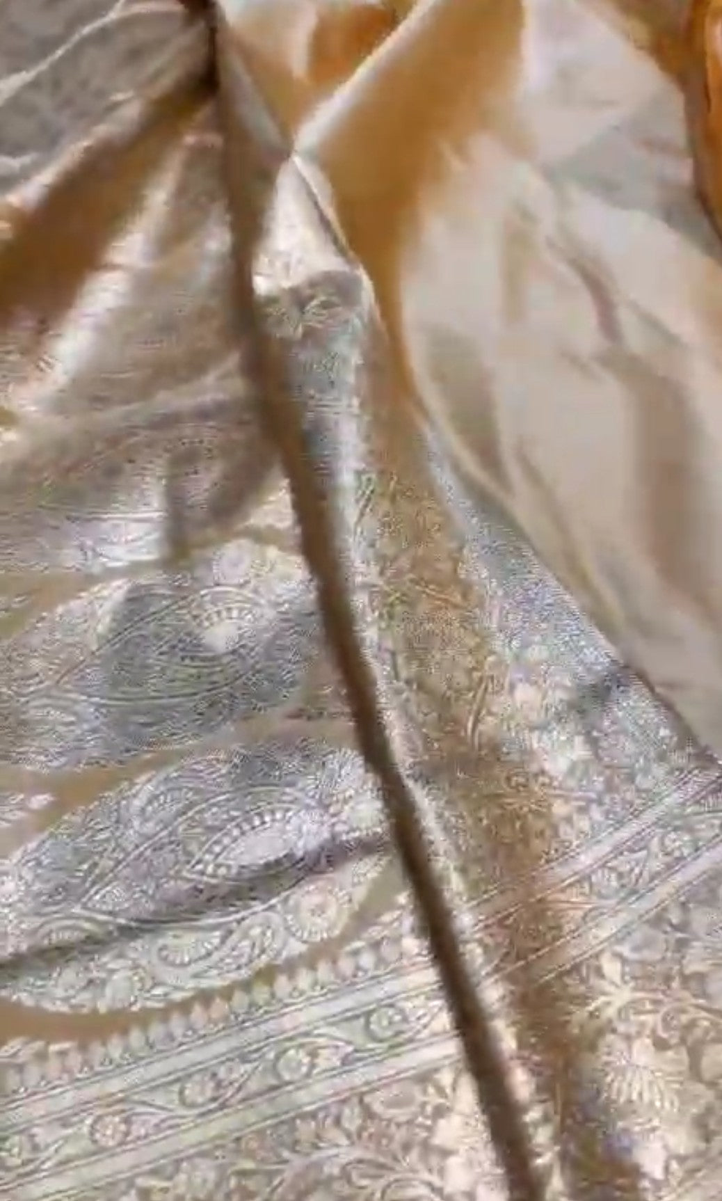 Pastel Mustard Banarasi Satin Katan Silk Saree