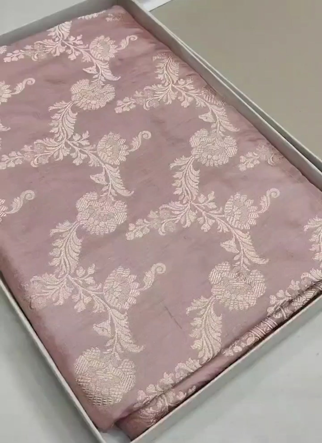 Pinkish Beige Banarasi Handloom Katan Silk Saree
