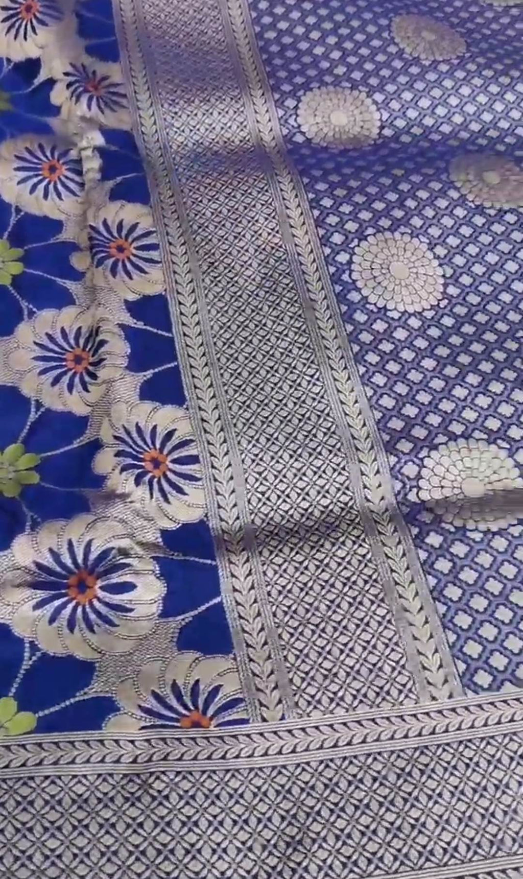 Royal Blue Banarasi Håndvæv Katan Silk Meenakari Saree