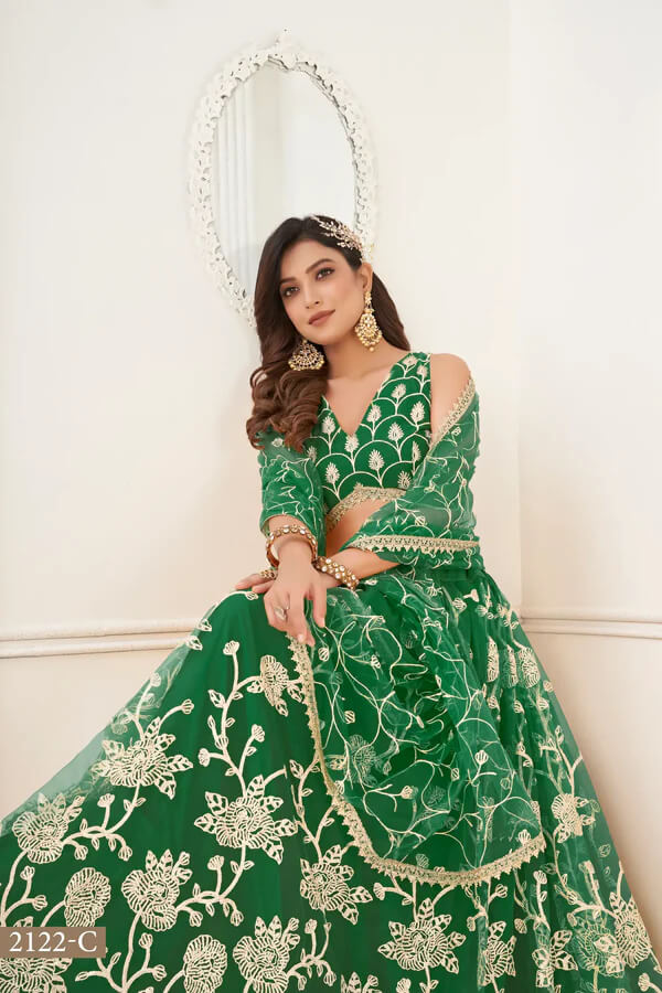 Elegant Green Sequin & Thread Lehenga choli