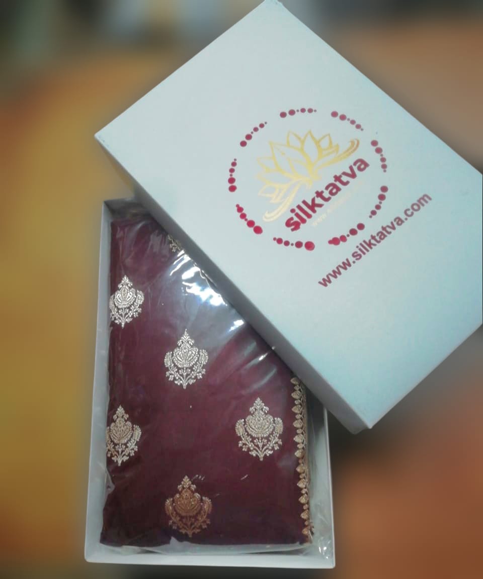 Maroon Banarasi Mashru Soft Silk Saree