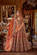 Orange Silk Bridal Lehenga with Thread & Pearl Embroidery