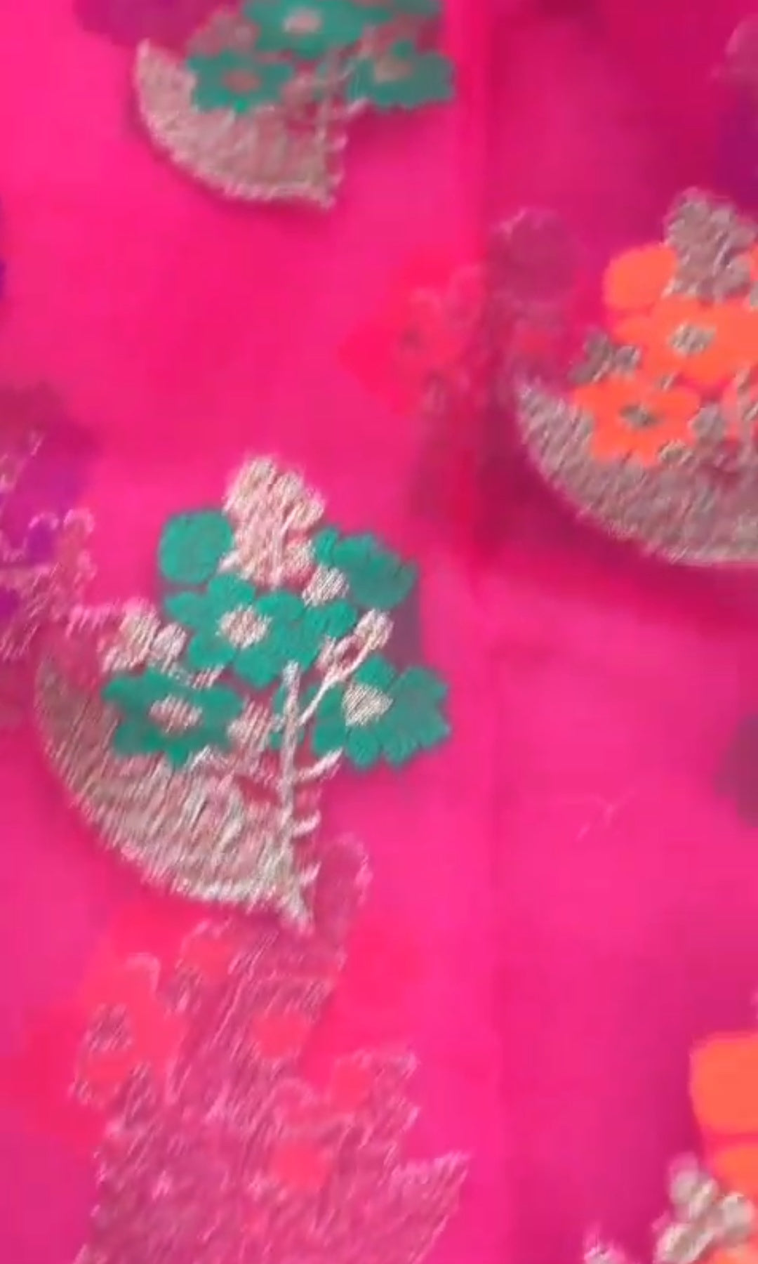 Red Banarasi Handloom Kora Organza Silk Meenakari Saree