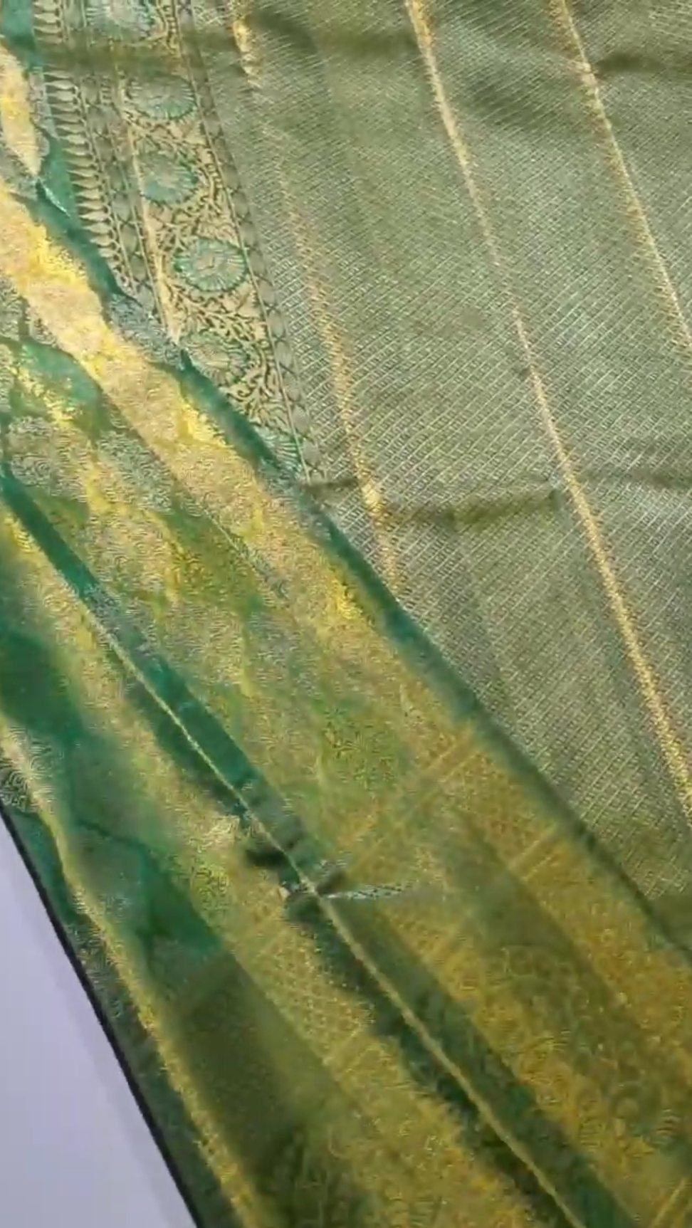 Sea Green Kanchipuram Handloom Tissue Brocade Silk Saree