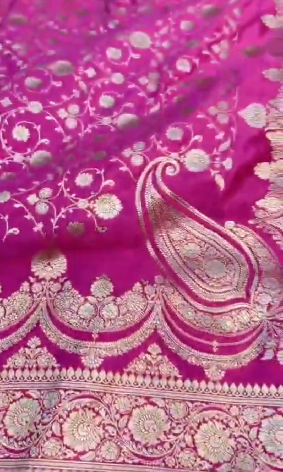 Onion Pink Banarasi Mashru Soft Silk Jangla Saree