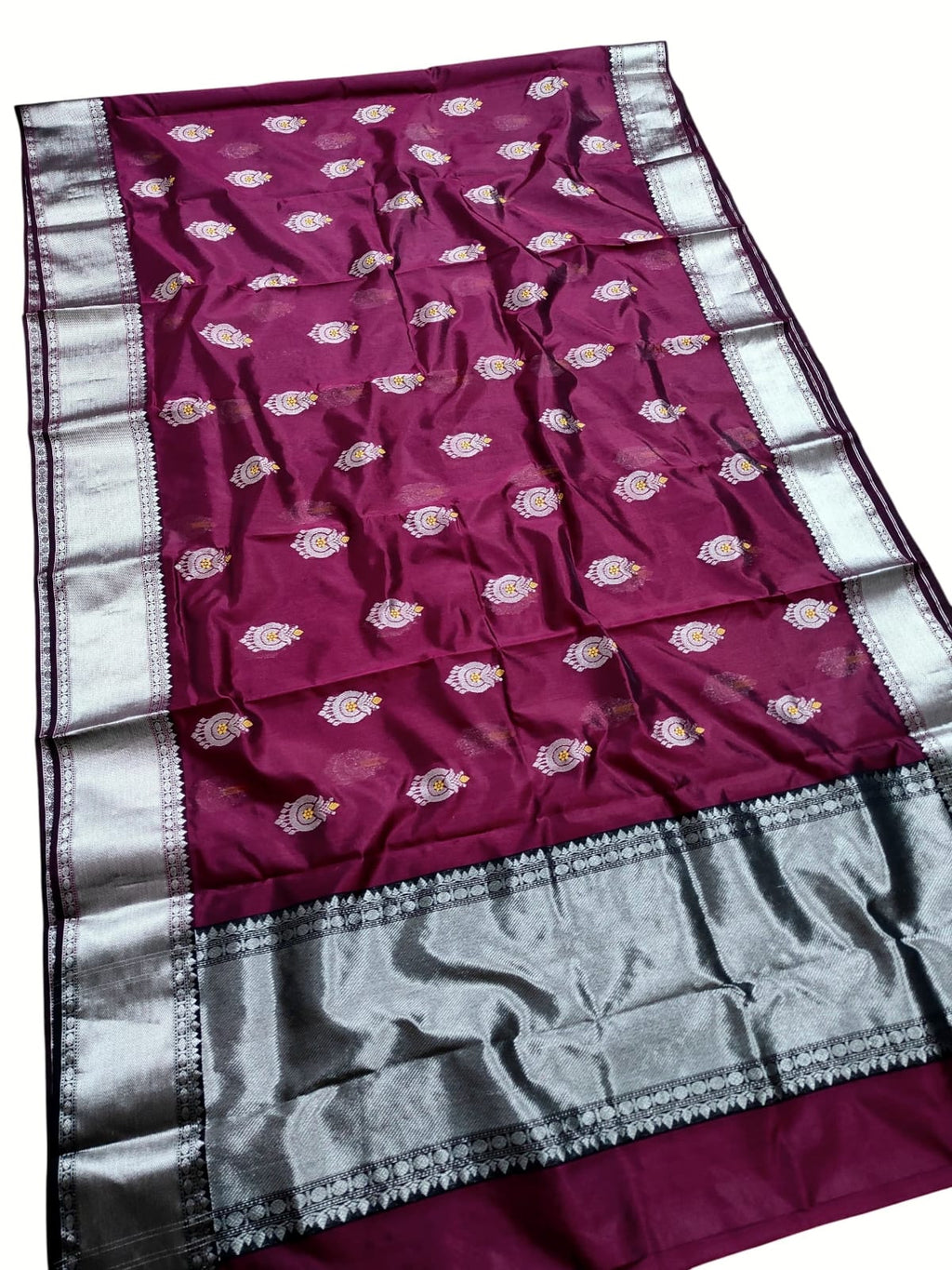 Magenta Chanderi Håndvæv Pattu Silk Meenakari Nakshi Saree