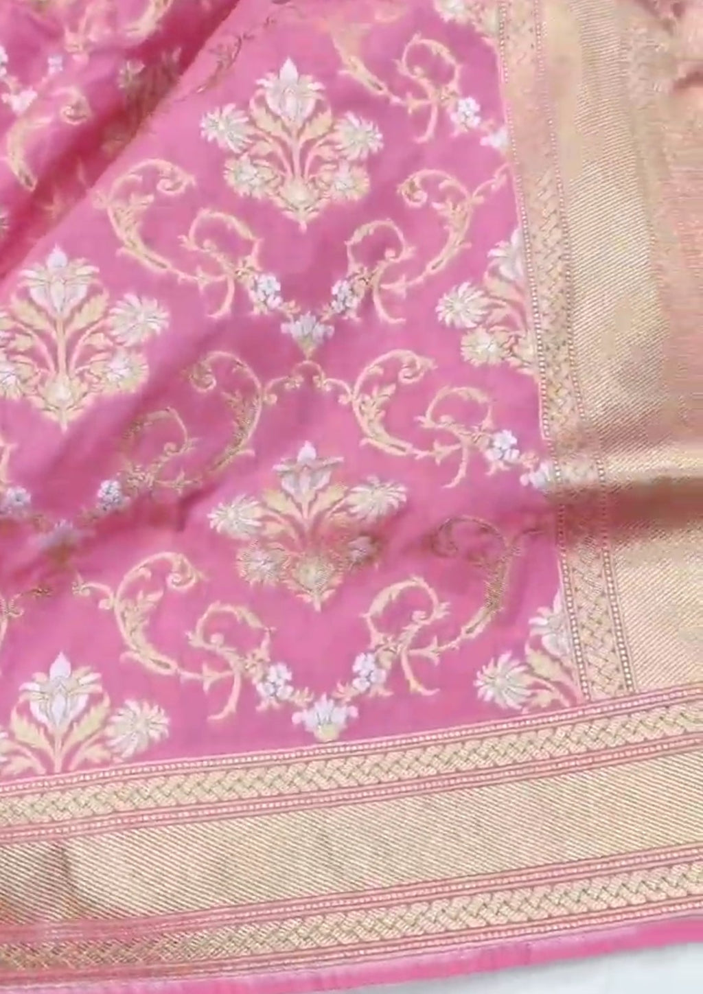 Pastel Pink Banarasi Semi Katan Silk Sona Rupa Saree
