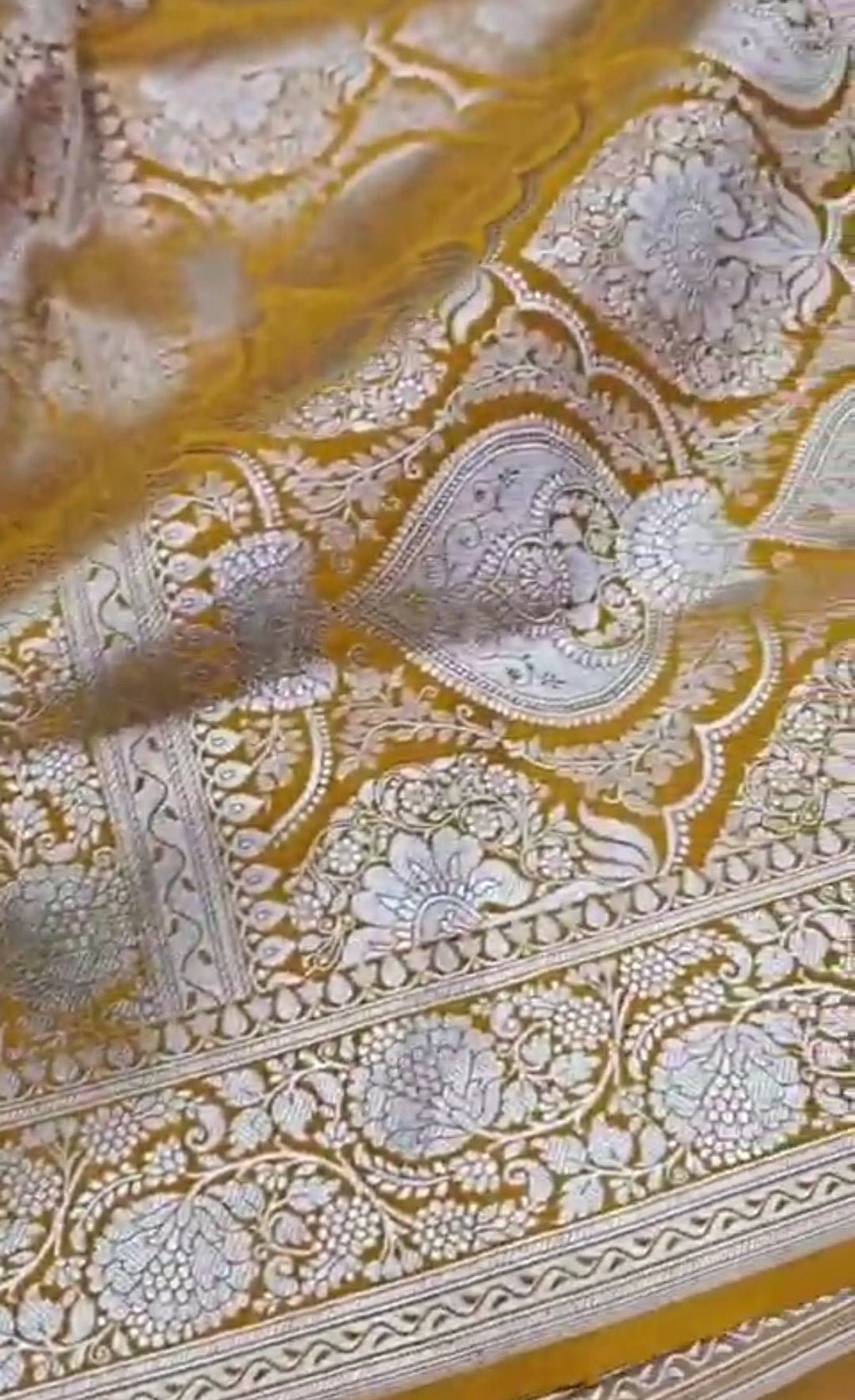 Turmeric Banarasi Mashru Soft Silk Saree