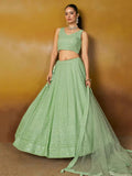 Light Mint Green Designer Lehenga with Sequins & Dupatta