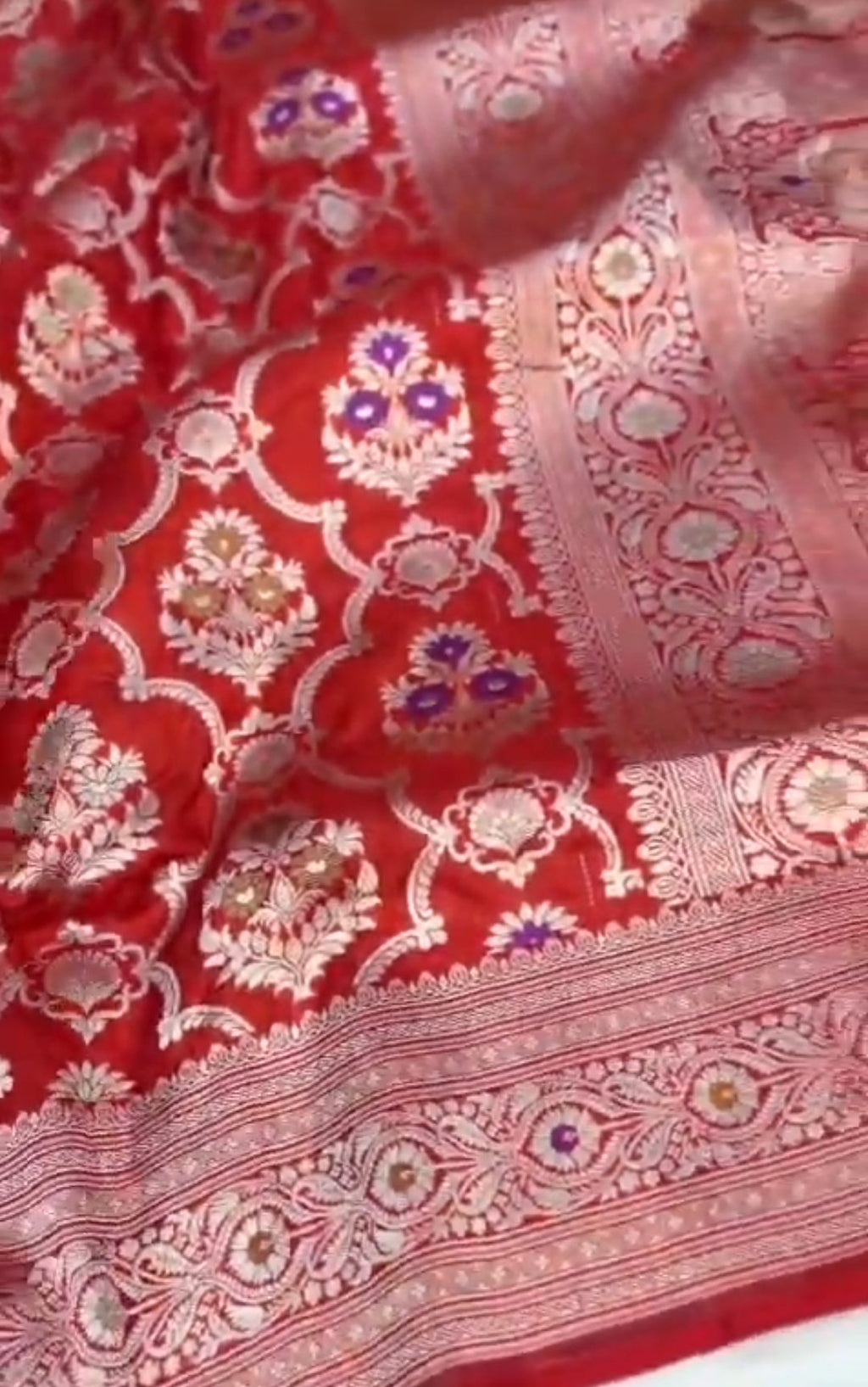 Rustic Red Banarasi Handloom Katan Silk Meenakari Saree
