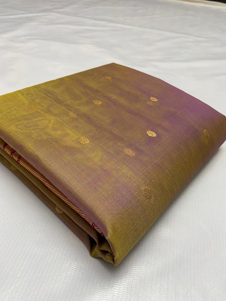 Dual Tone Bronze Chanderi Handloom Katan Silk Nakshi Saree