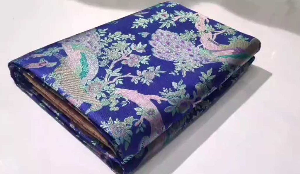 Azure Blue Kanchipuram Handloom Tissue Brocade 1G Gold Bridal Saree