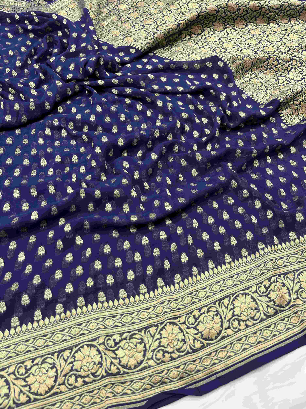 Pink Banarasi Handloom Antique Zari Georgette Silk Saree
