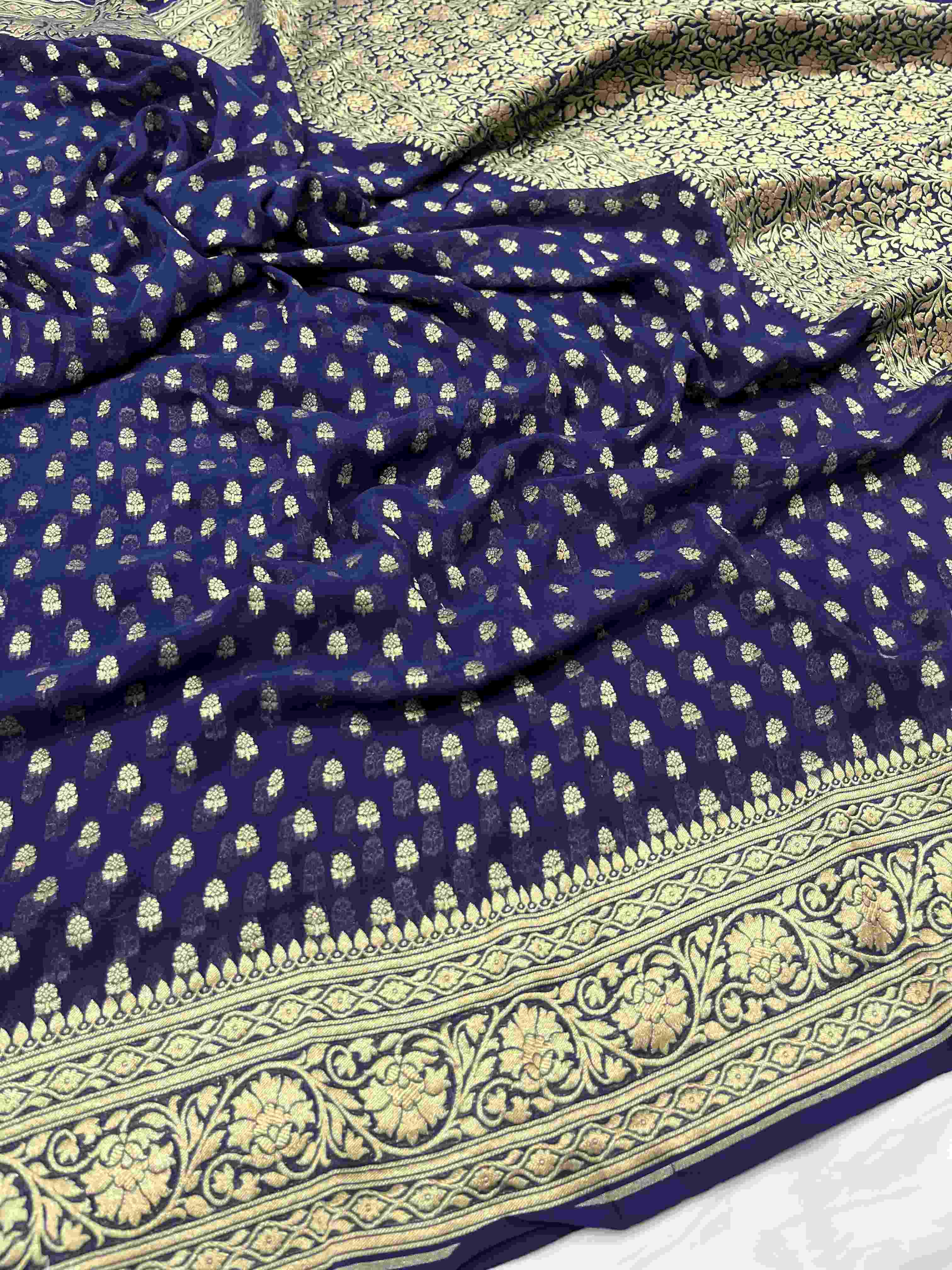Pink Banarasi Handloom Antique Zari Georgette Silk Saree
