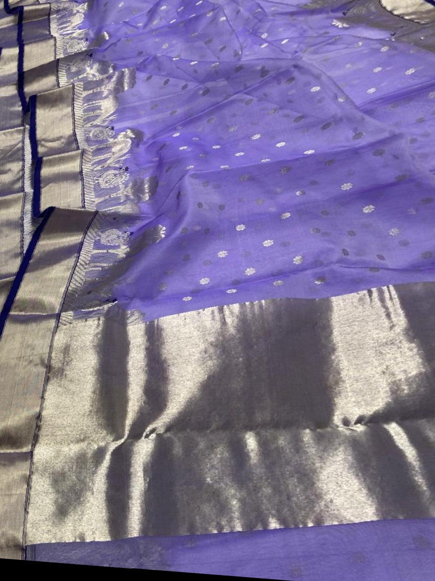 Lavender Chanderi Handloom Katan Silk Saree