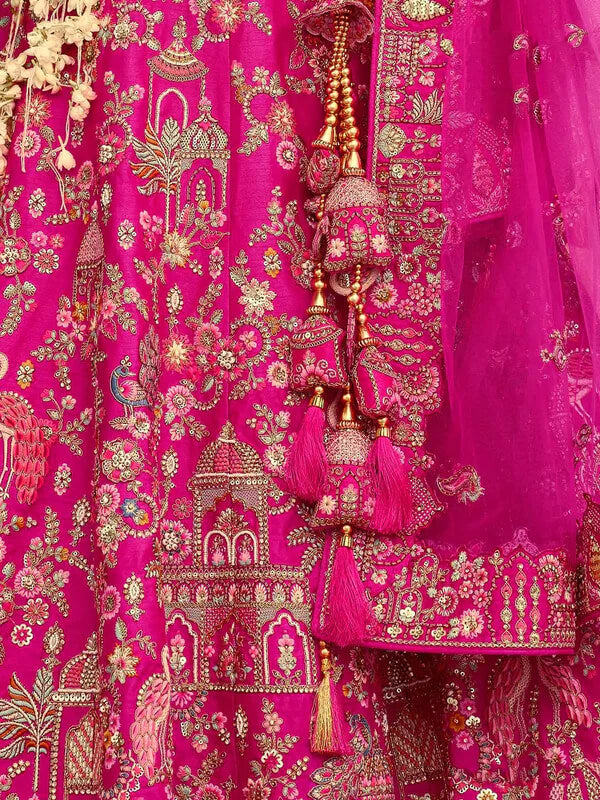 Designer Pink Wedding Lehenga with Heavy Khatli Work