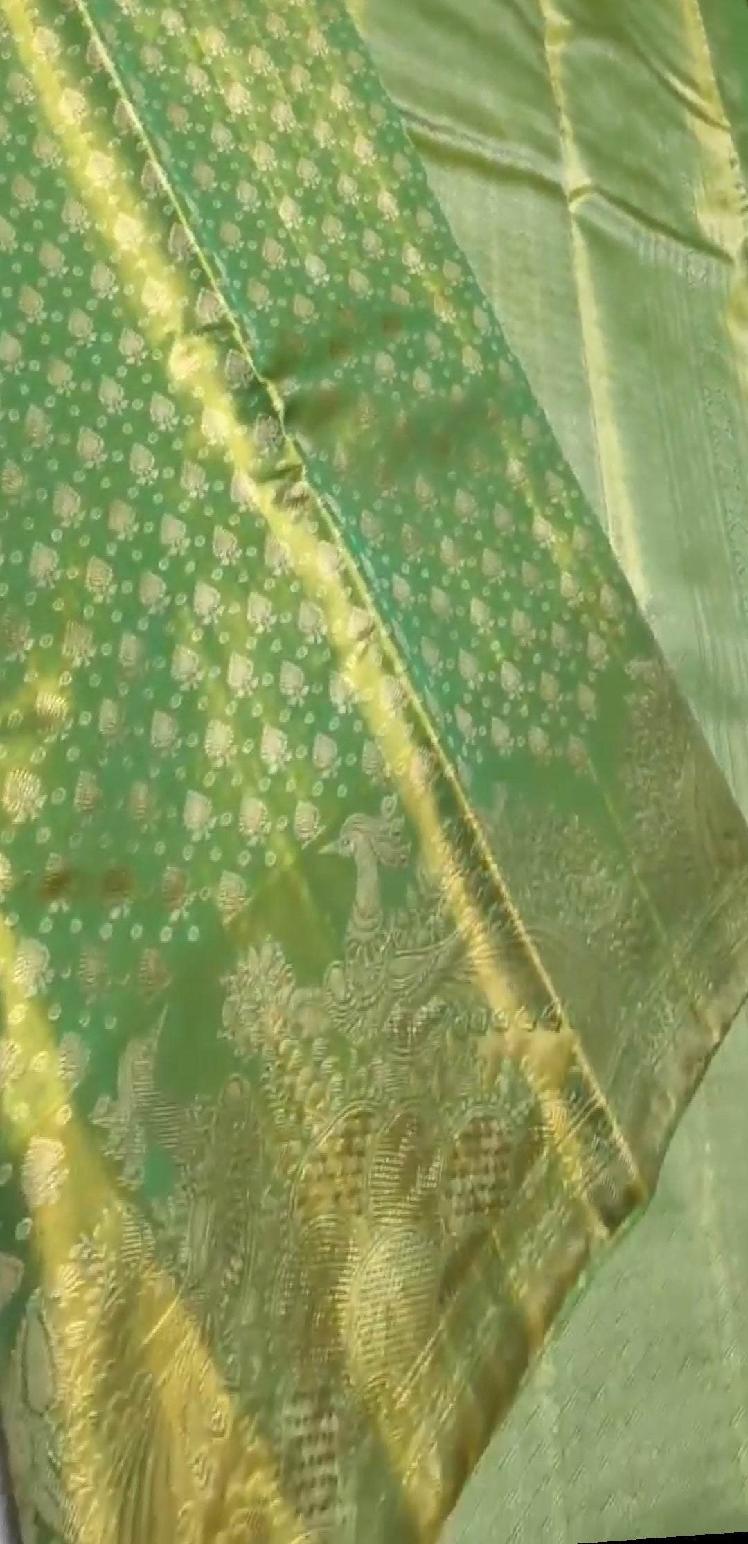 Green Kanchipuram Handloom Tissue Brocade Silk Saree